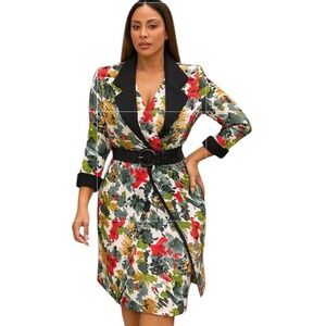Sandy Sandy 80's Multi Color Floral Two Piece Dress‎ Set